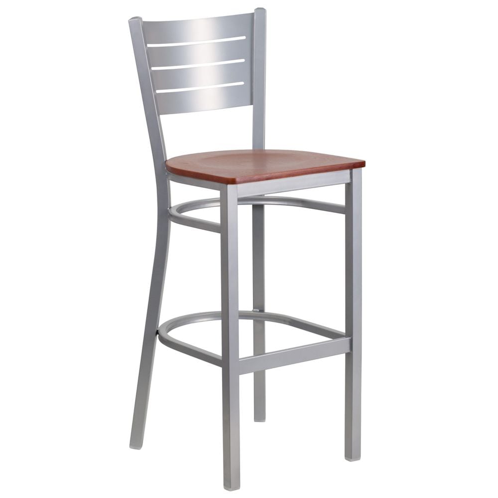 Tabouret à lattes argentées - Siège Chy