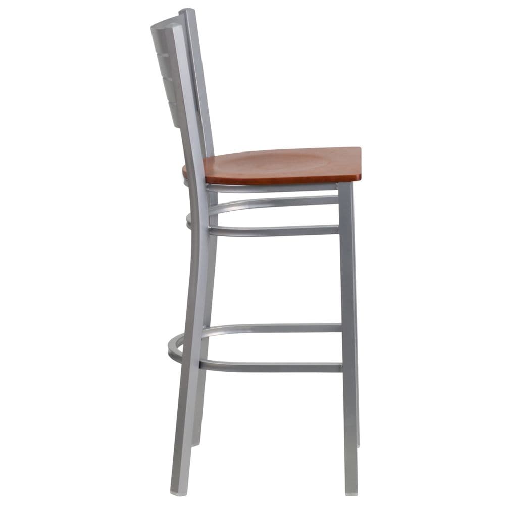 Tabouret à lattes argentées - Siège Chy