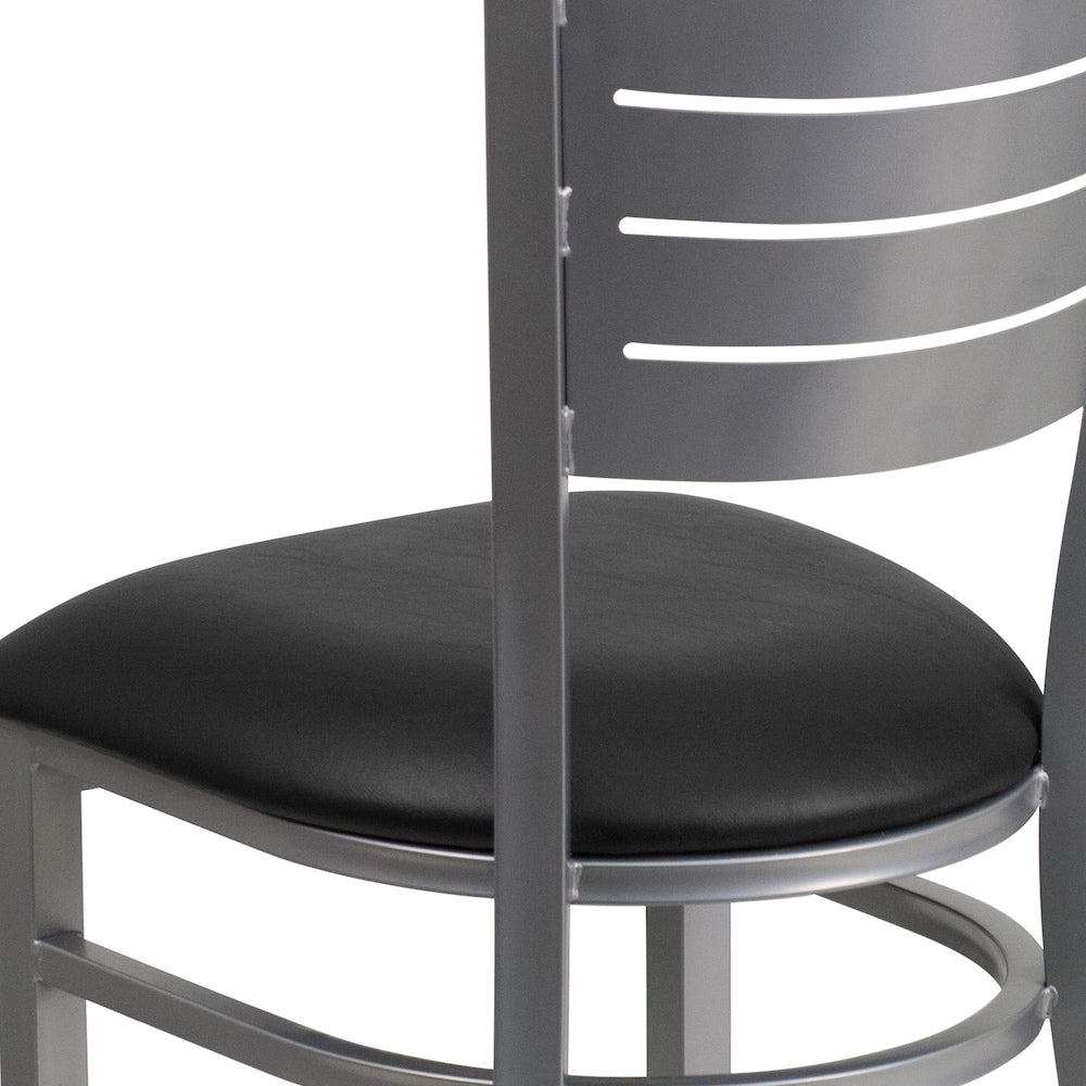 Chaise à lattes argentées - Siège noir