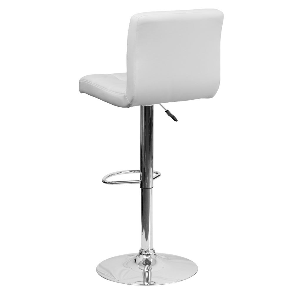 Tabouret de bar en vinyle matelassé blanc