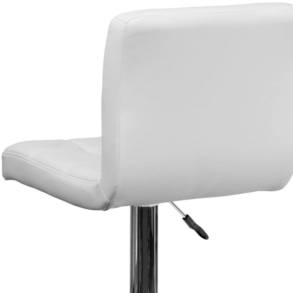 Tabouret de bar en vinyle matelassé blanc