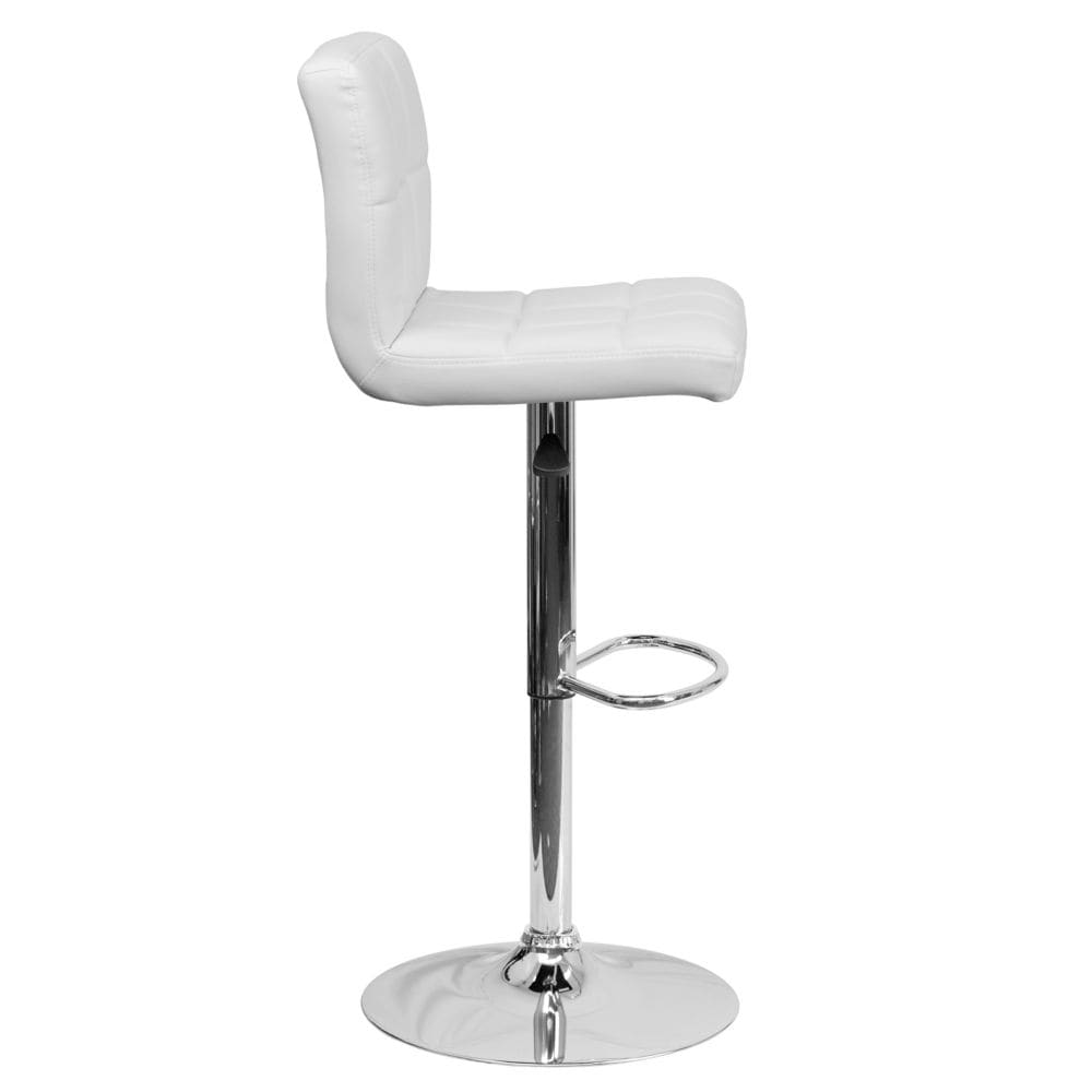 Tabouret de bar en vinyle matelassé blanc