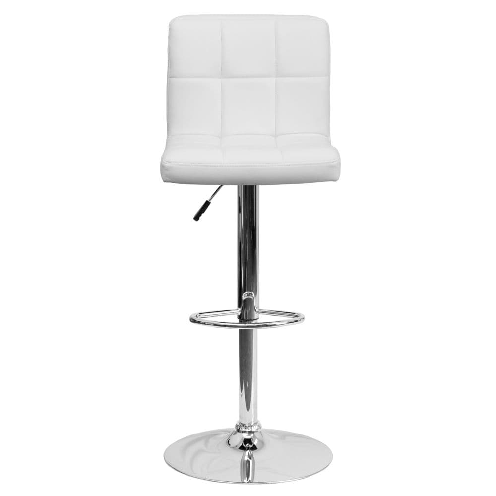 Tabouret de bar en vinyle matelassé blanc