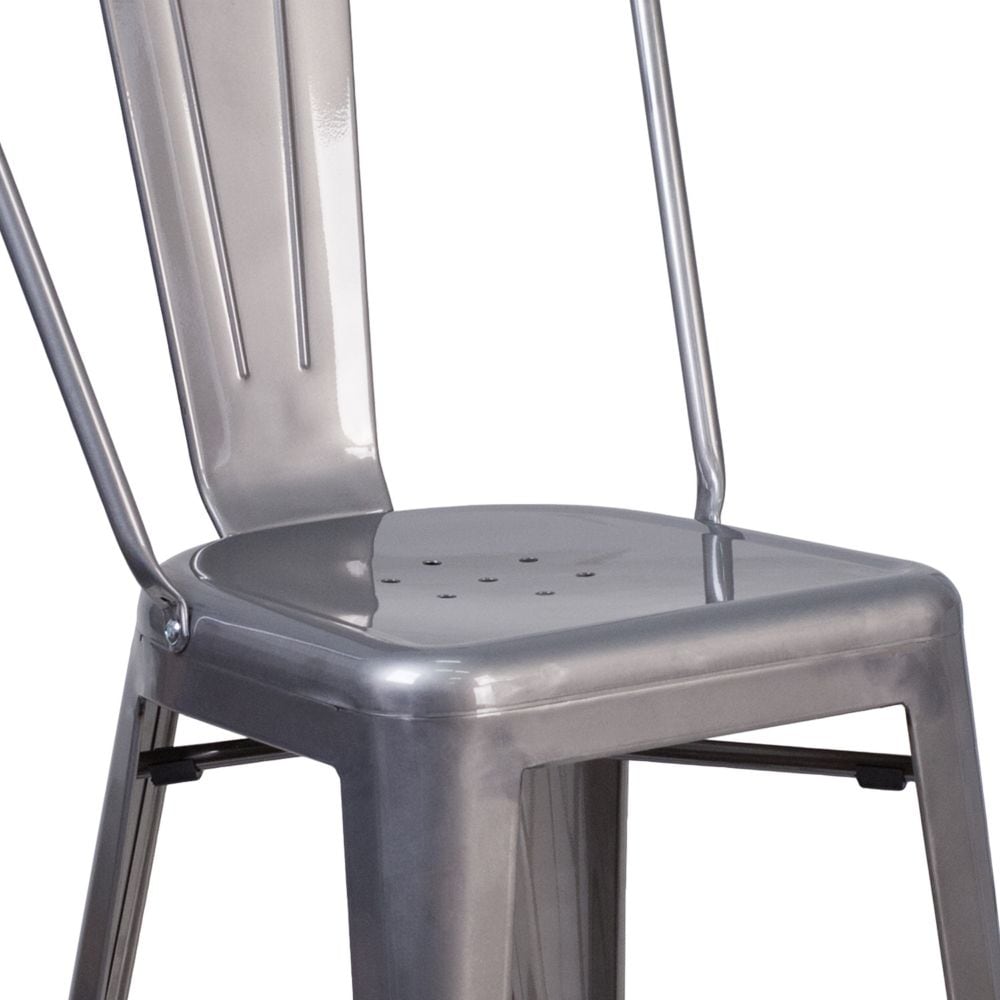 24" Clear Metal Indoor Stool