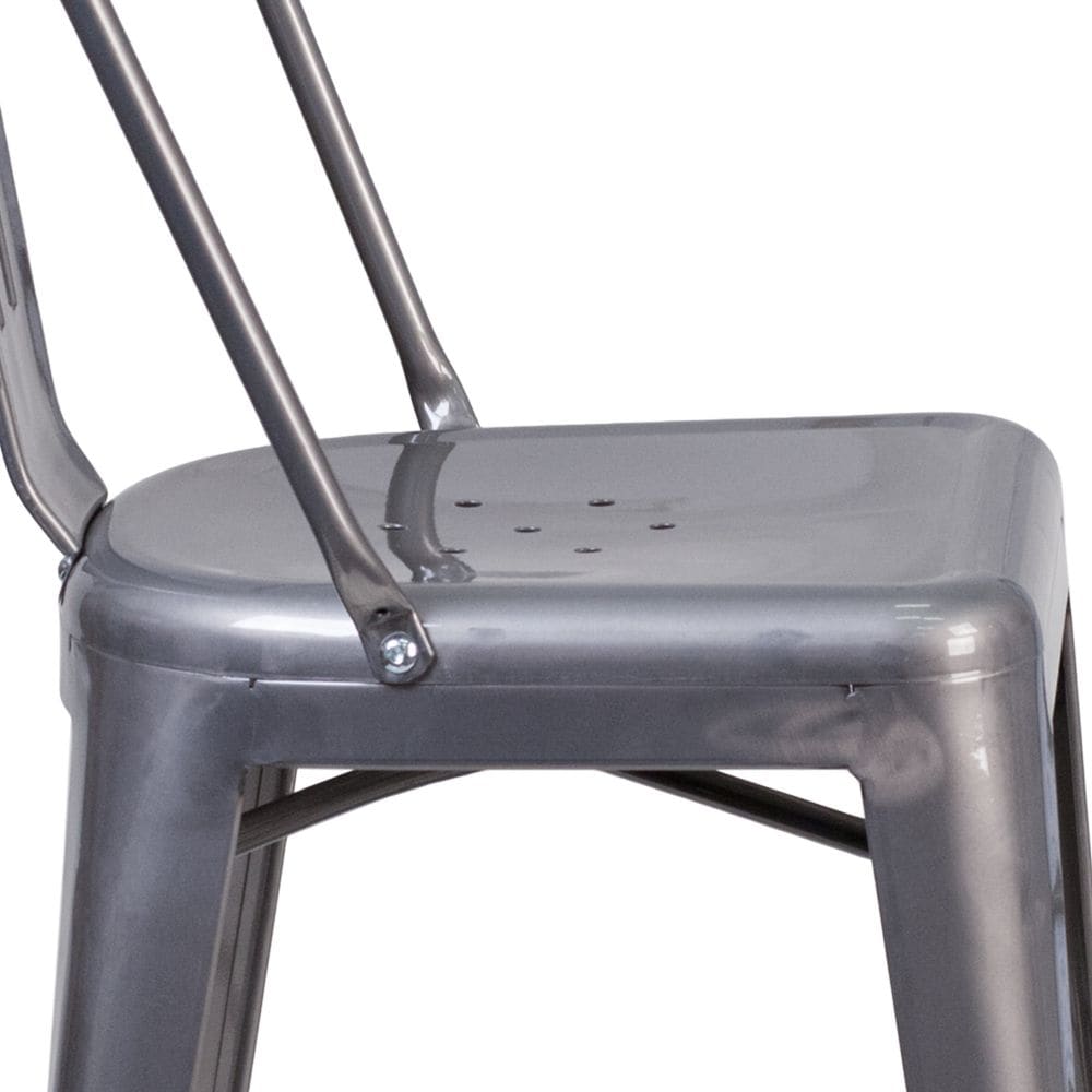 24" Clear Metal Indoor Stool