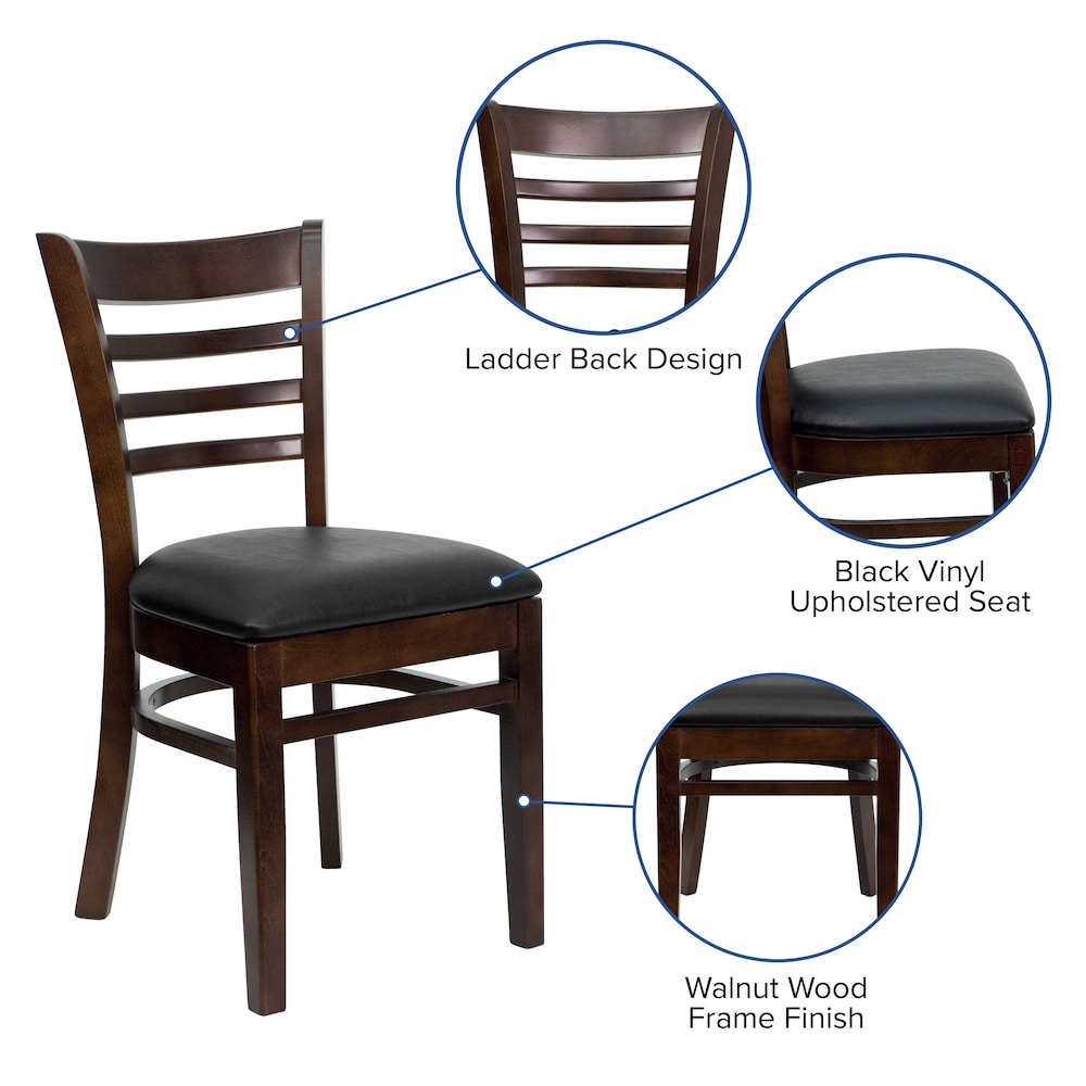 Walnut Wood Chair-Blk Vinyl