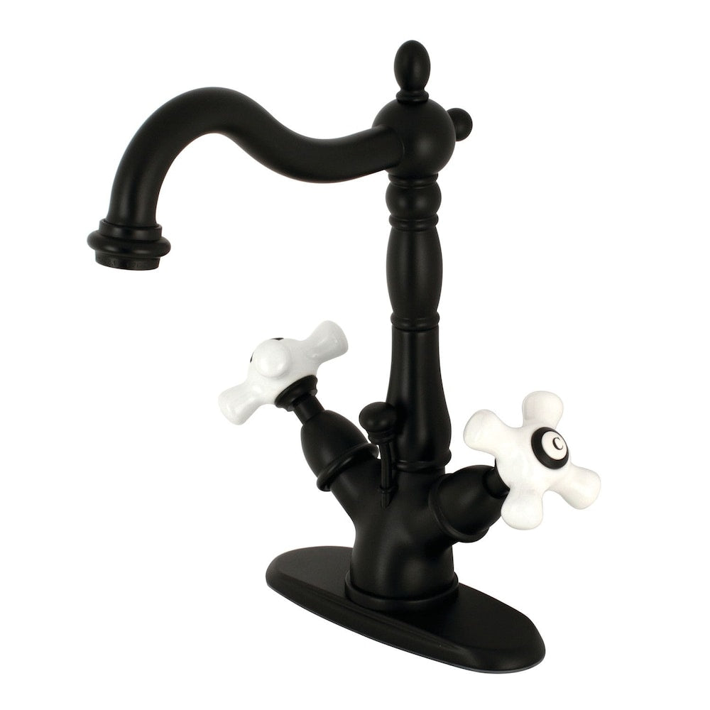 Heritage Single Hole 2-Handle Bathroom Faucet in Matte Black