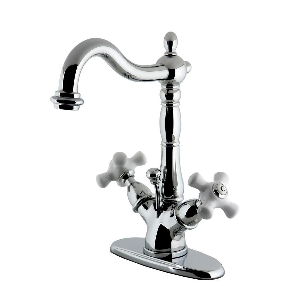 Robinet de salle de bain à 2 poignées et trou unique de style victorien en chrome