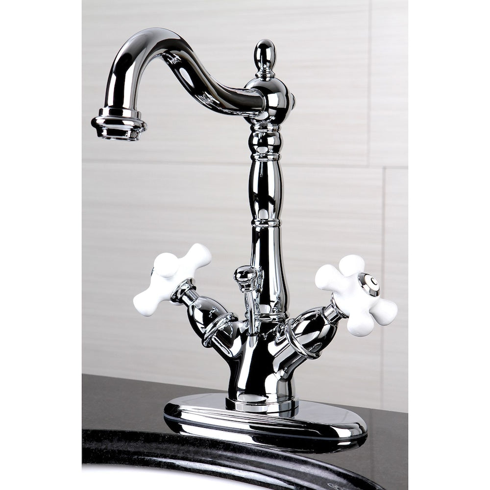 Robinet de salle de bain à 2 poignées et trou unique de style victorien en chrome