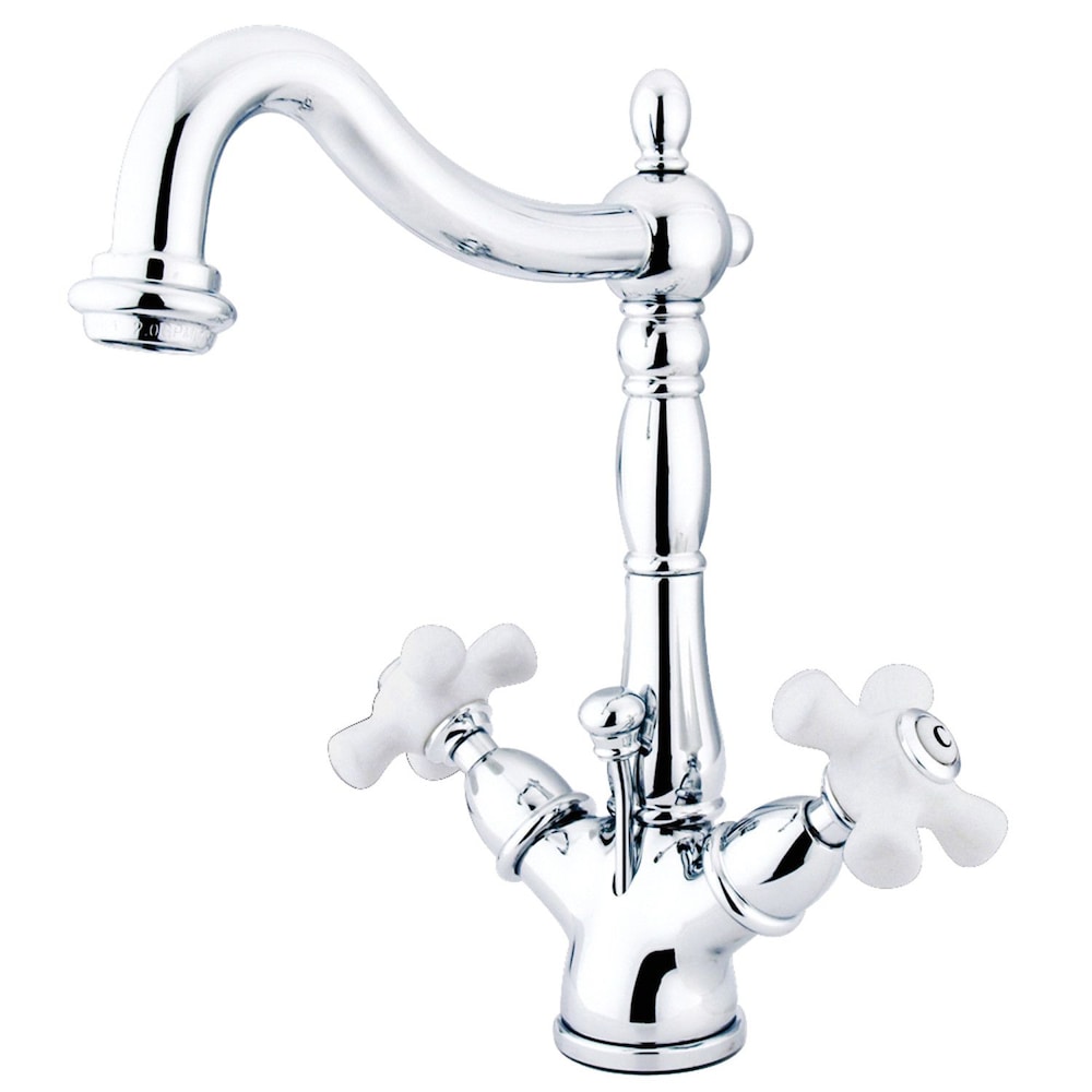 Robinet de salle de bain à 2 poignées et trou unique de style victorien en chrome