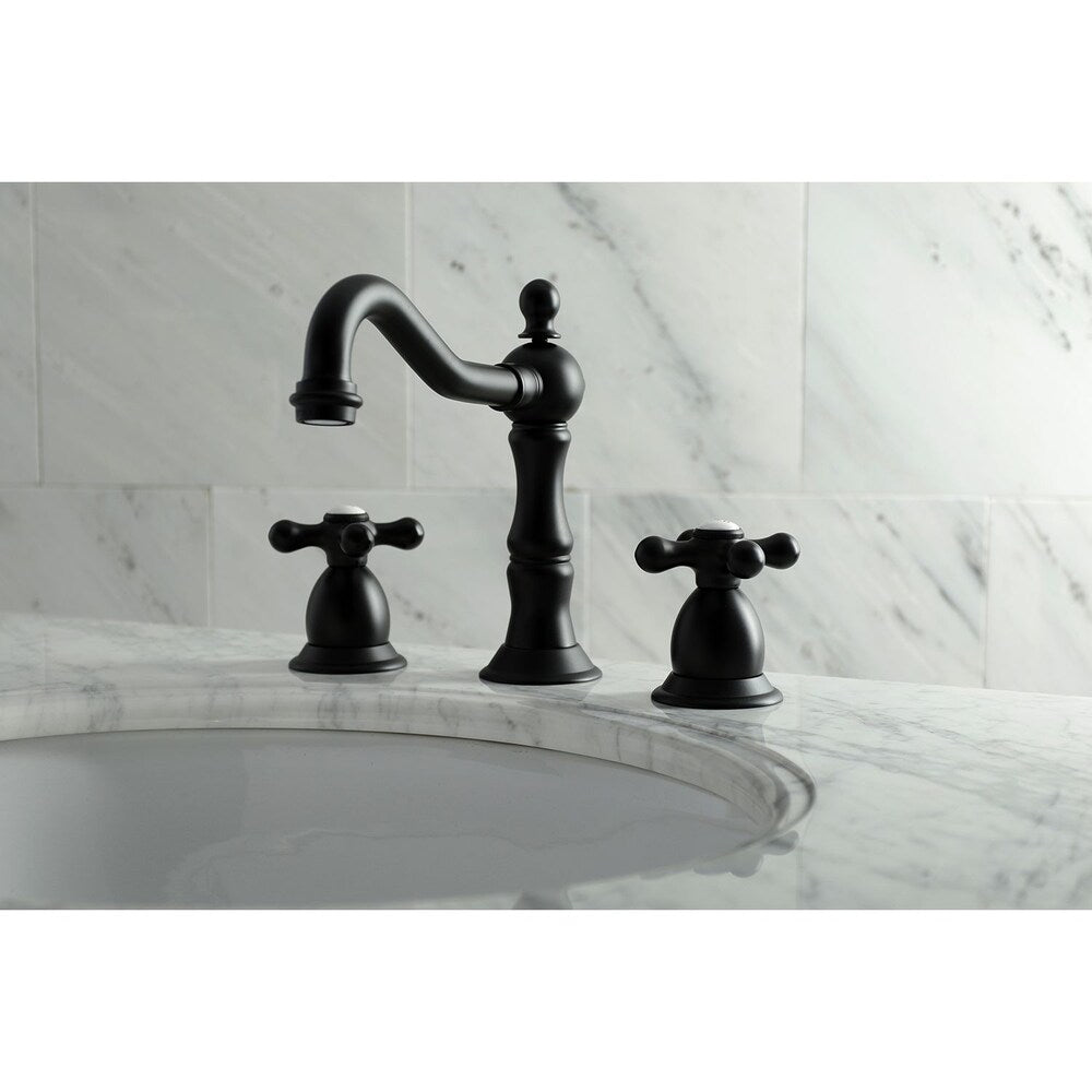 Robinet de salle de bain à 2 poignées de style victorien de 8 po en noir mat