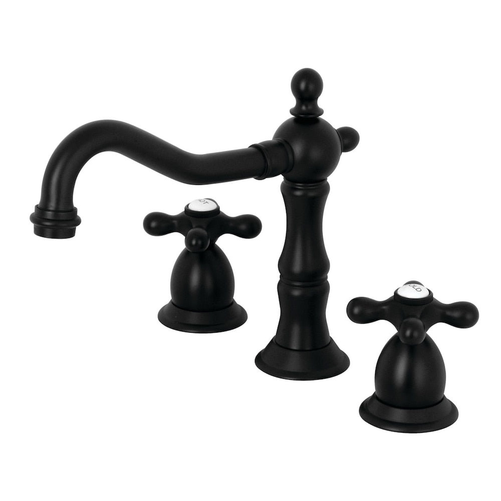 Robinet de salle de bain à 2 poignées de style victorien de 8 po en noir mat