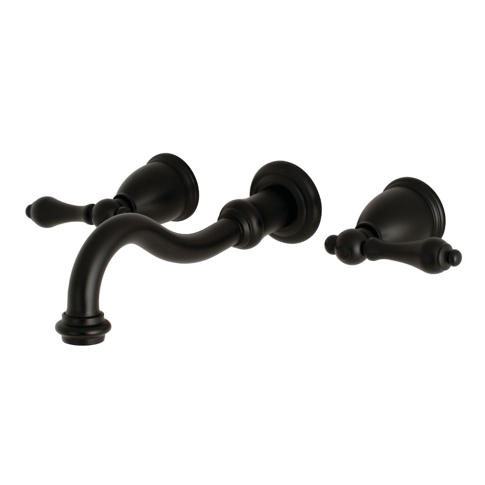 2-Handle Vessel Wall Mount Bathroom Faucet in Matte Black