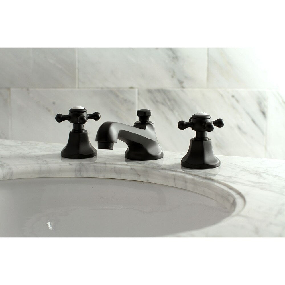 Metropolitan Cross 8 in. Widespread 2-Handle Bathroom Faucet in Matte Black