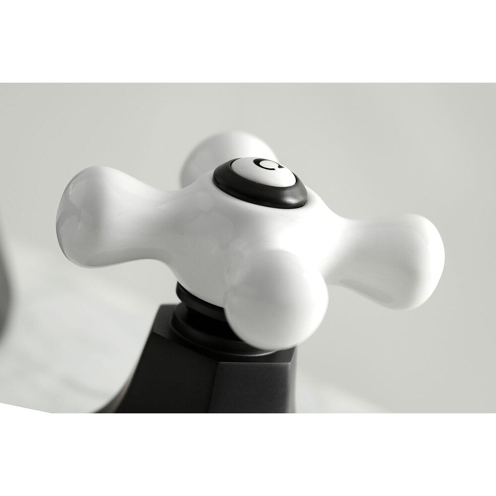 Robinet de salle de bain à 2 poignées en porcelaine métropolitaine de 8 po en noir mat