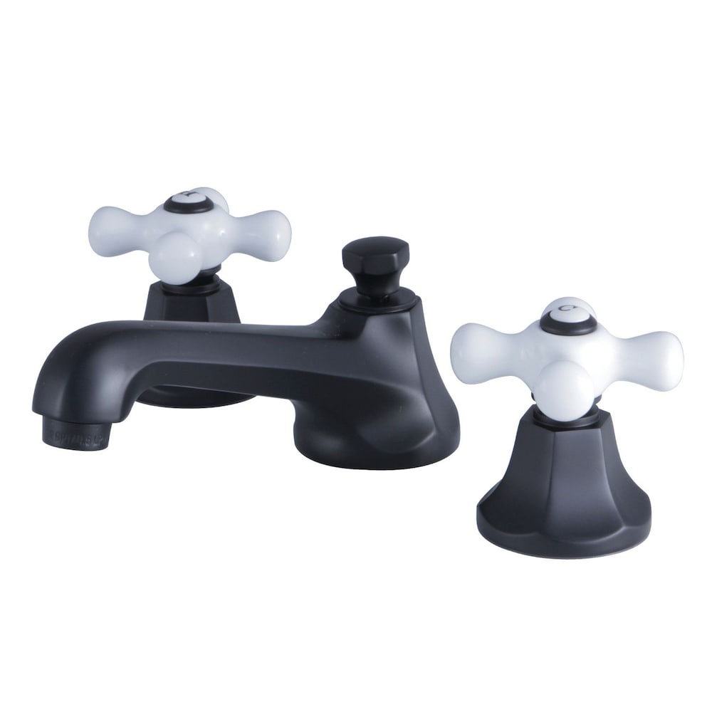 Robinet de salle de bain à 2 poignées en porcelaine métropolitaine de 8 po en noir mat