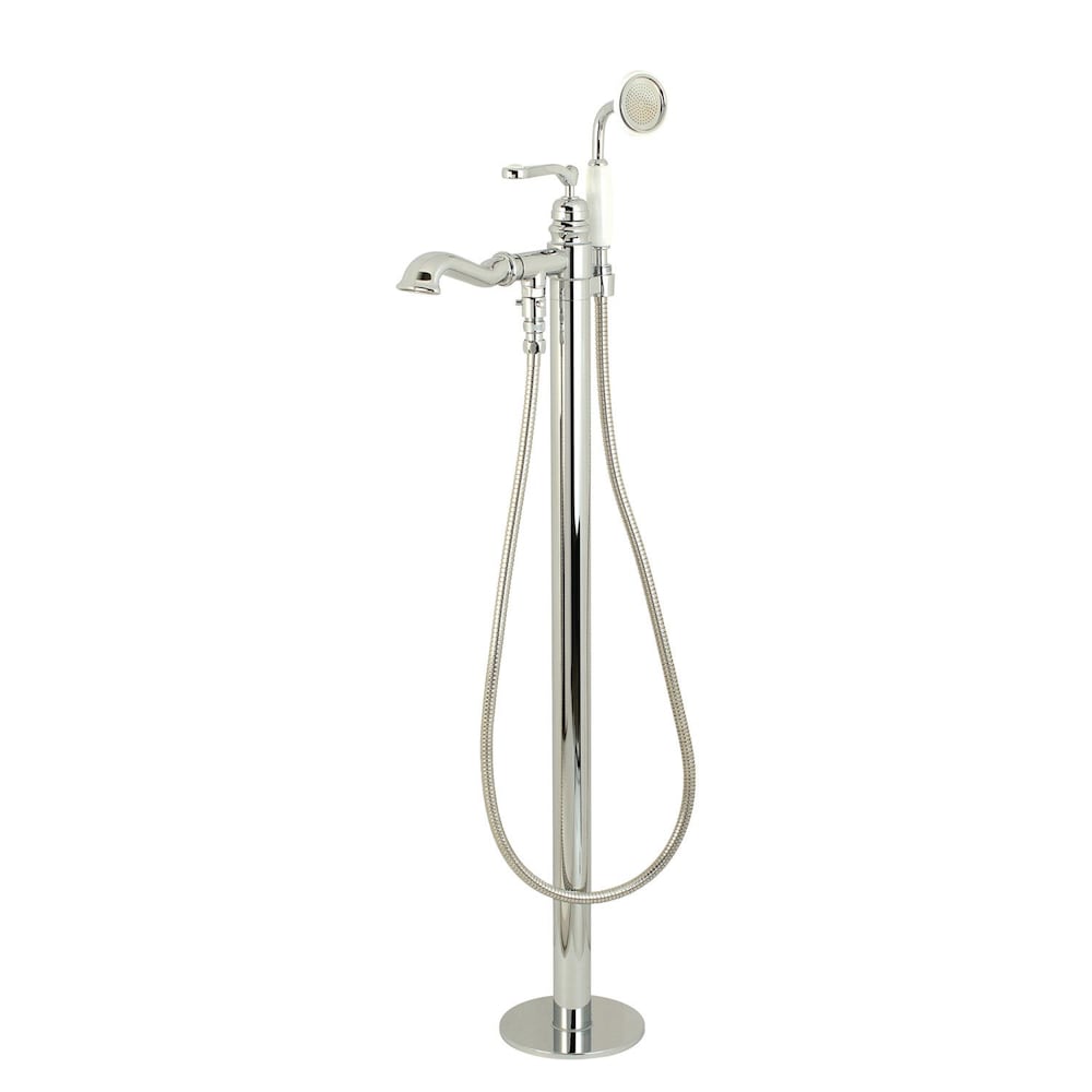 Robinet de baignoire romain traditionnel à poignée unique avec douchette à main en chrome