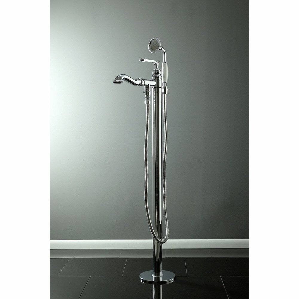 Robinet de baignoire romain traditionnel à poignée unique avec douchette à main en chrome