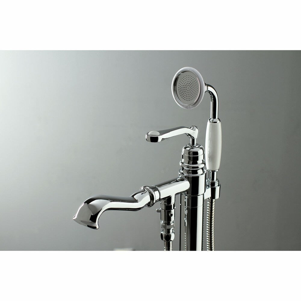 Robinet de baignoire romain traditionnel à poignée unique avec douchette à main en chrome