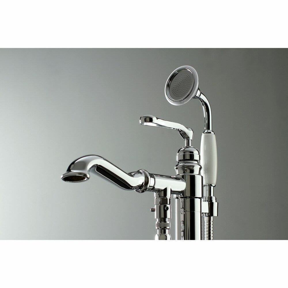 Robinet de baignoire romain traditionnel à poignée unique avec douchette à main en chrome