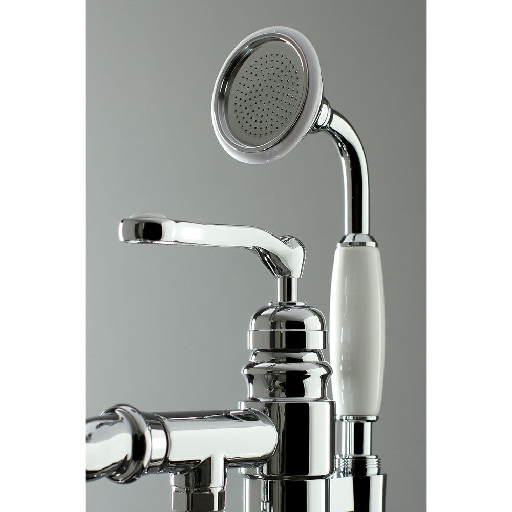 Robinet de baignoire romain traditionnel à poignée unique avec douchette à main en chrome