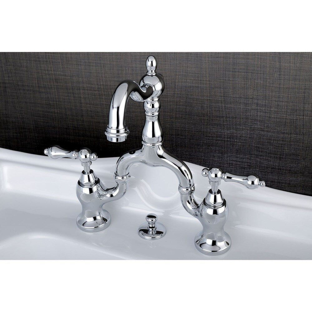 Victorian 8 in. Widespread 2-Handle High-Arc Bridge Bathroom Faucet in Polished Chrome