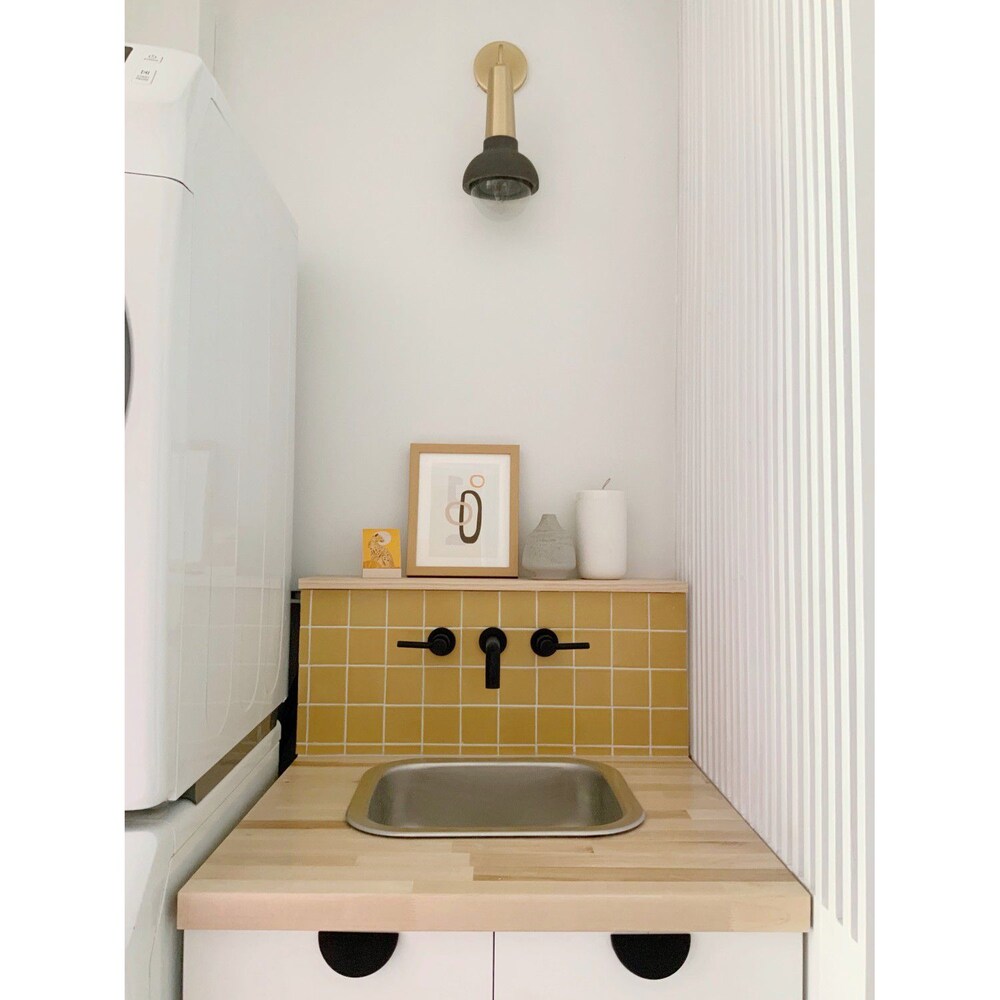 Robinet de salle de bain contemporain à 2 poignées et à levier en noir mat