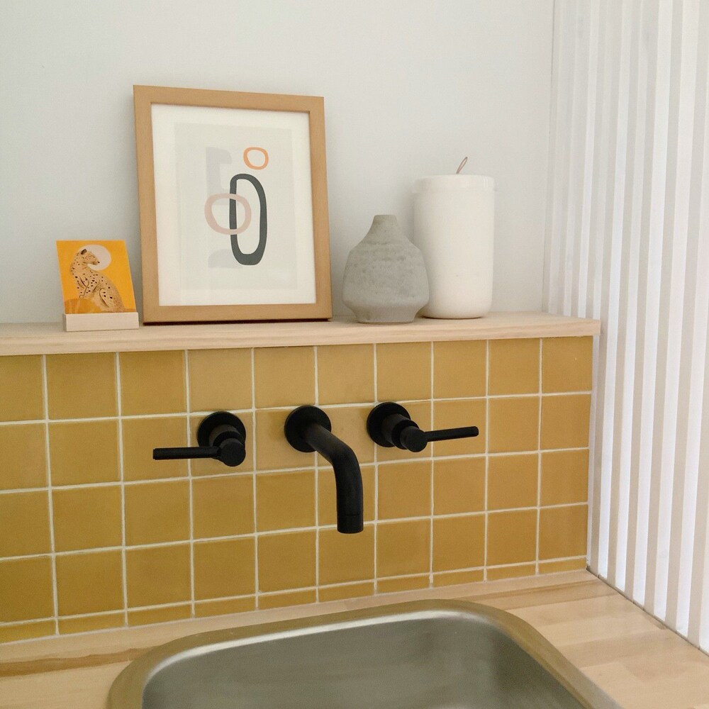 Robinet de salle de bain contemporain à 2 poignées et à levier en noir mat