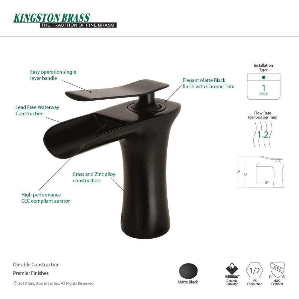 Executive Single Hole Single-Handle Bathroom Faucet in Matte Black