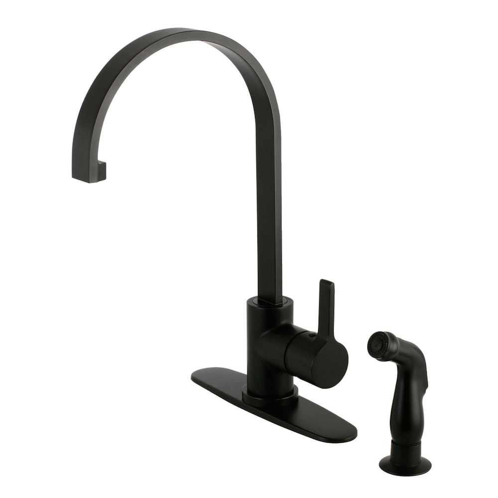 Robinet de cuisine standard moderne à poignée unique avec pulvérisateur latéral en noir mat