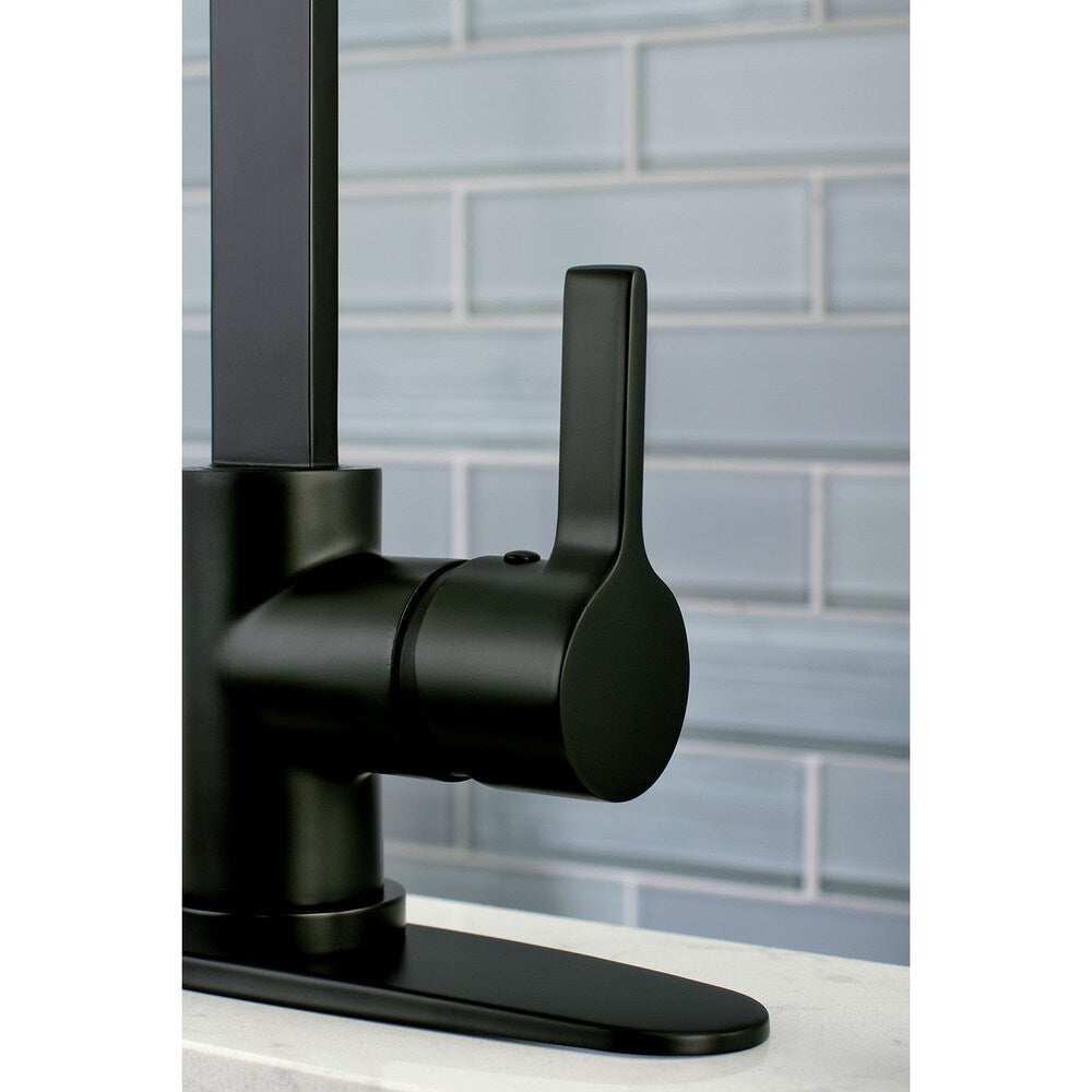 Robinet de cuisine standard moderne à poignée unique avec pulvérisateur latéral en noir mat
