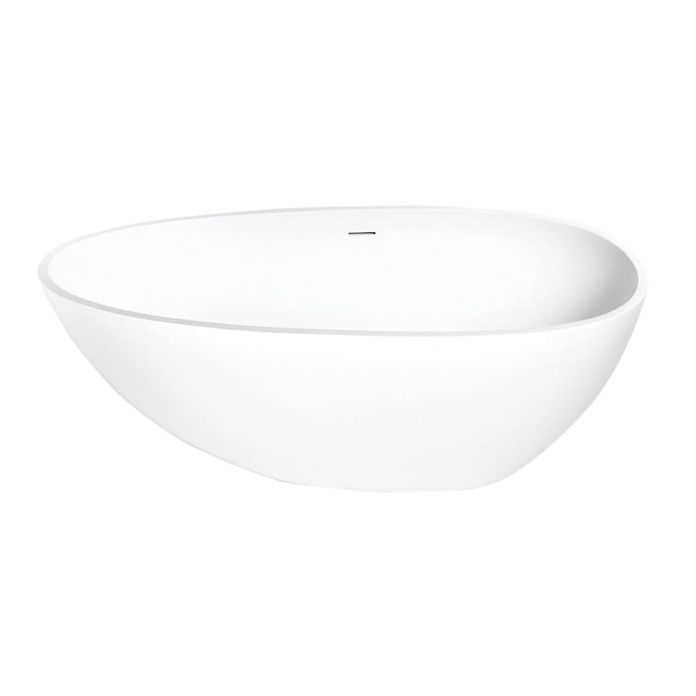 Baignoire autoportante Madalyn de 59 po à fond plat en pierre mate à surface solide en blanc