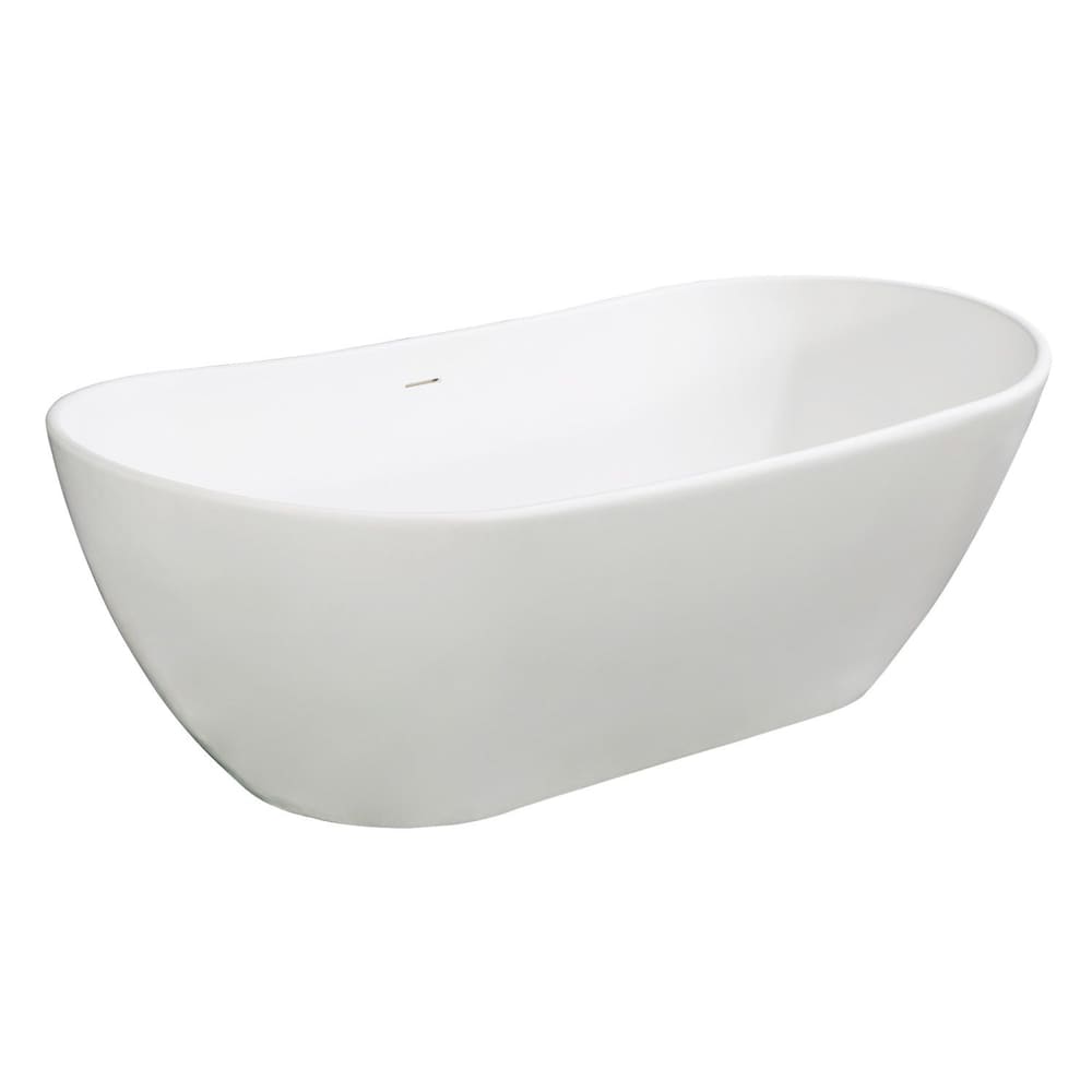 Serena 71.4 in. Solid Surface Matte Stone Flatbottom Freestanding Bathtub in White