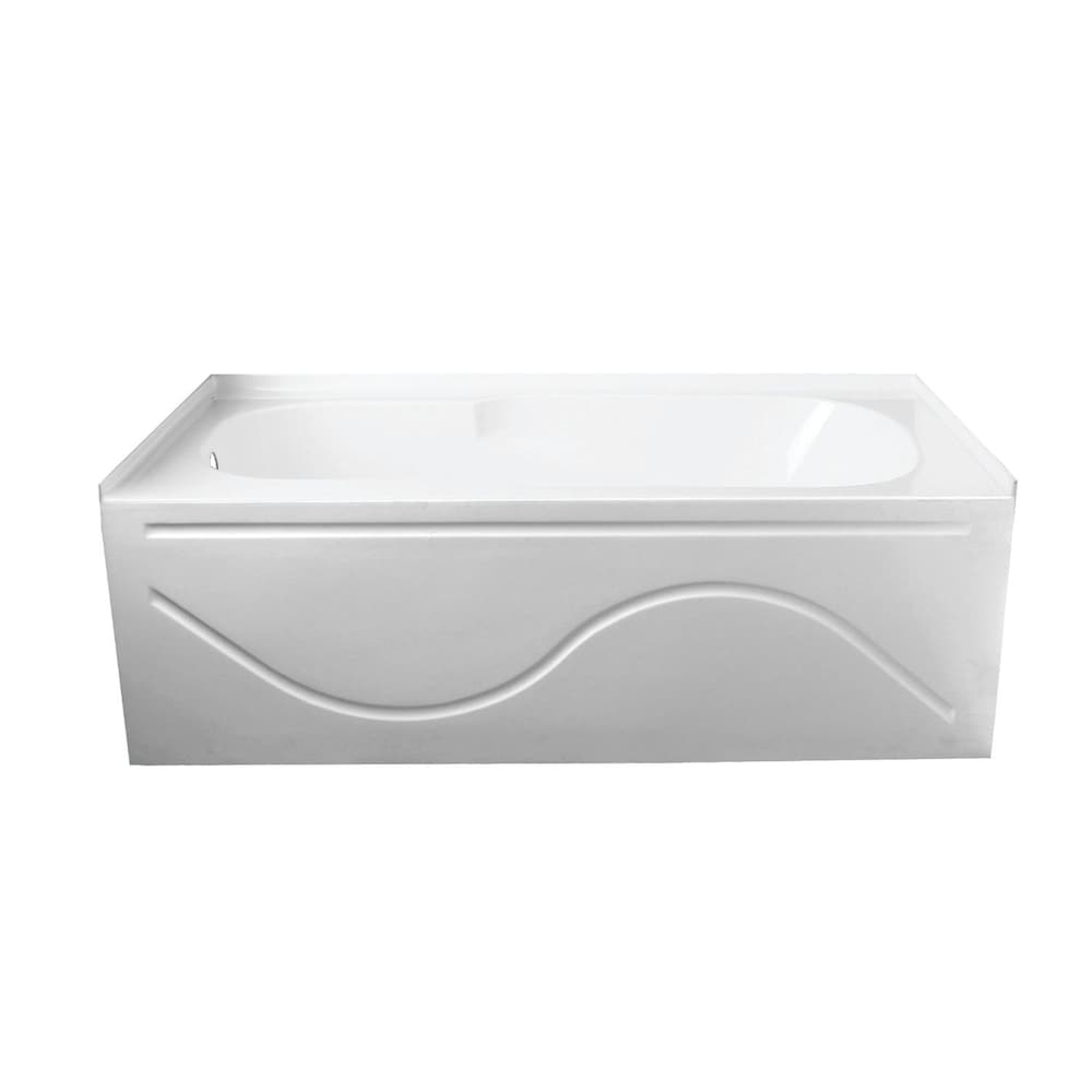 Baignoire en alcôve rectangulaire en acrylique Emma de 60 po avec drain à gauche en blanc