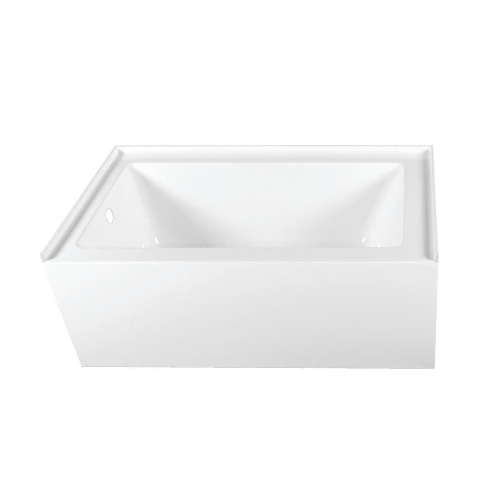 Baignoire en alcôve rectangulaire Bertha de 60 po en acrylique avec drain à gauche en blanc