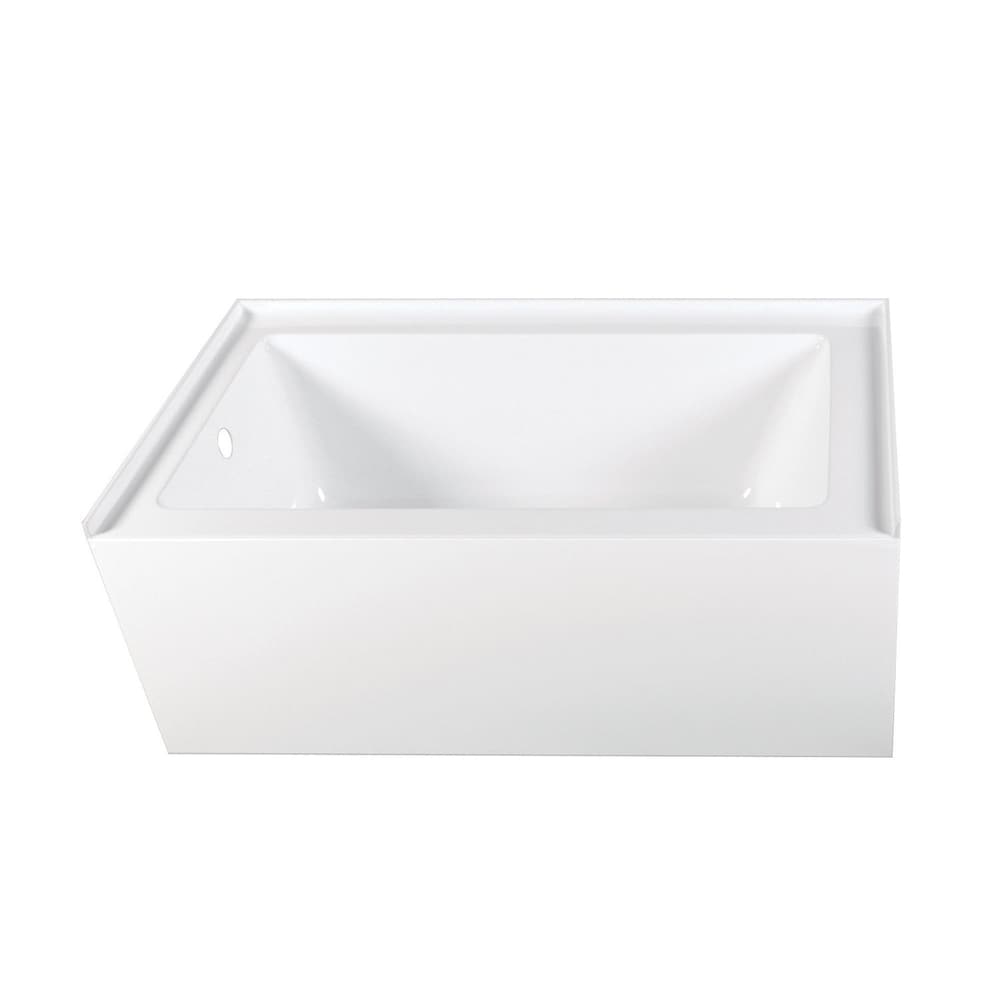 Baignoire en alcôve rectangulaire Bertha de 60 po en acrylique avec drain à gauche en blanc
