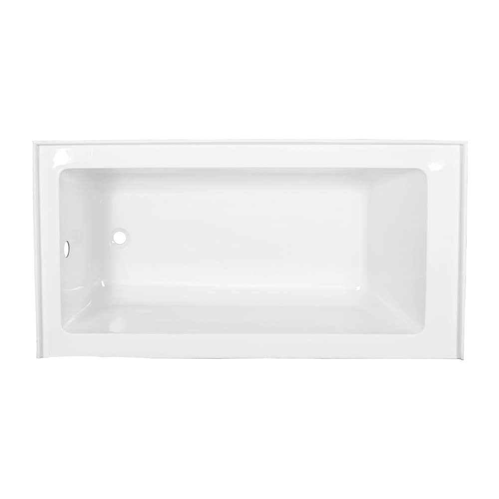 Baignoire en alcôve rectangulaire Bertha de 60 po en acrylique avec drain à gauche en blanc