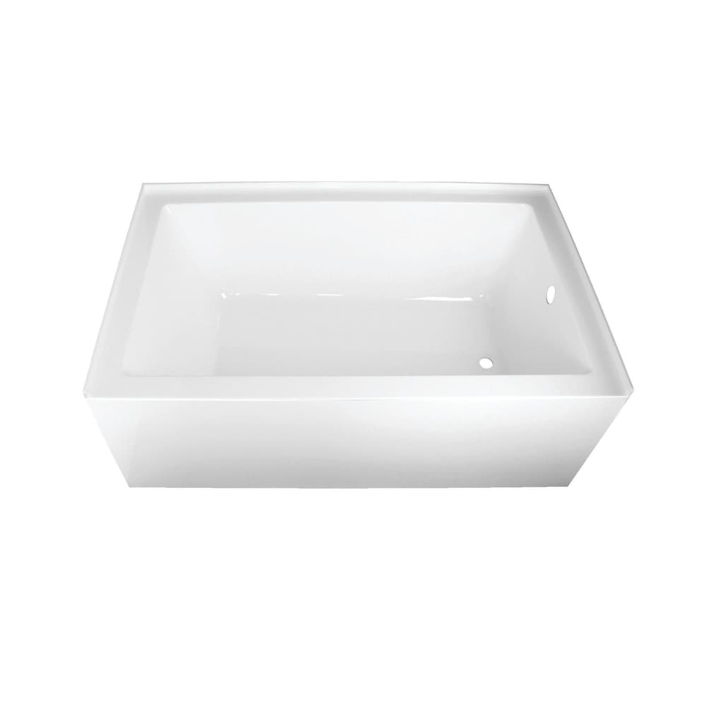 Baignoire en alcôve rectangulaire en acrylique Ella de 60 po avec drain à droite en blanc