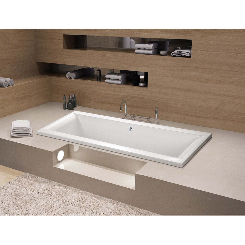 Modern 5.6 ft. Acrylic Rectangular Drop-in Center Drain Bathtub in White