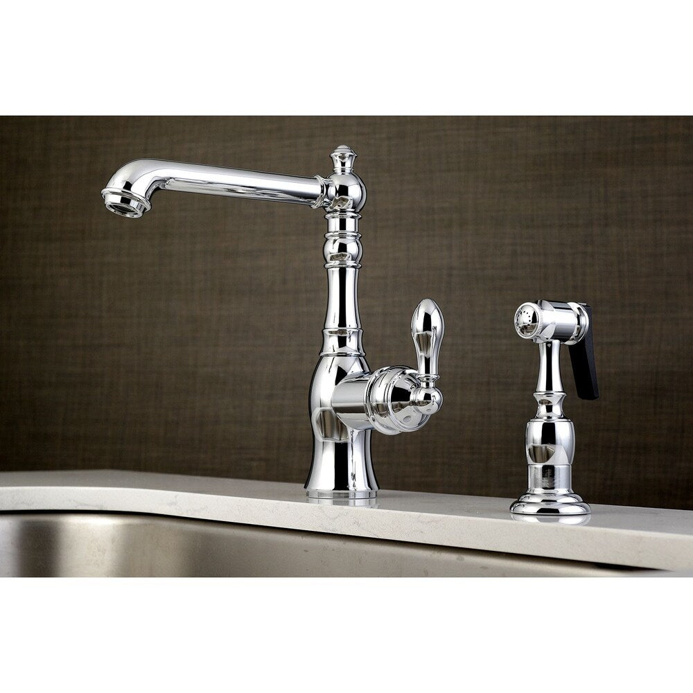 Robinet de cuisine standard à poignée unique American Classic avec pulvérisateur latéral en chrome
