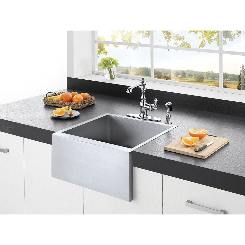 Robinet de cuisine standard à poignée unique American Classic avec pulvérisateur latéral en chrome