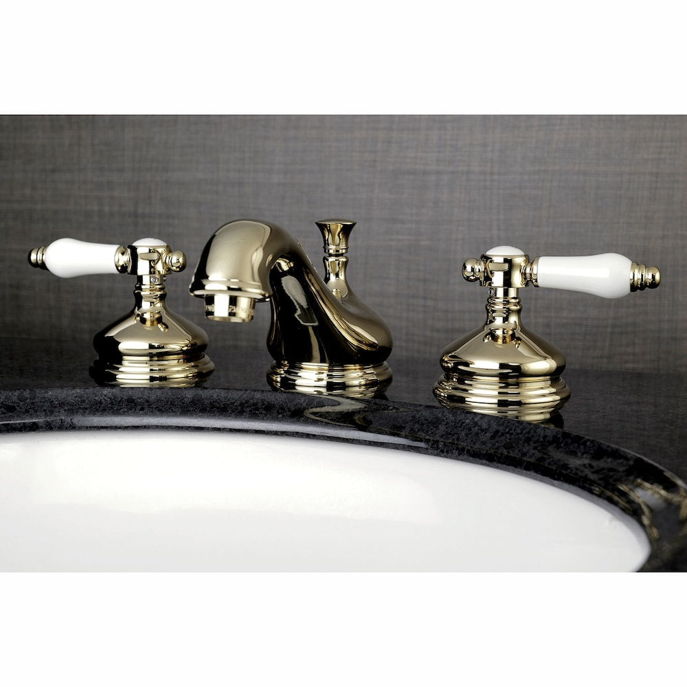 Classic Lever 8 in. Widespread 2-Handle Bathroom Faucet in Polished Brass