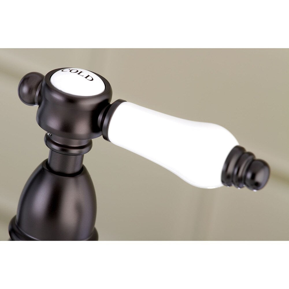 Robinet de cuisine à 2 poignées en porcelaine victorienne avec pulvérisateur latéral en bronze huilé