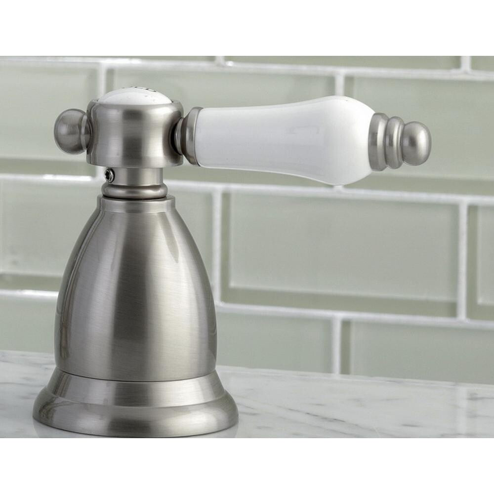 Robinet de salle de bain à 2 poignées en porcelaine victorienne de 8 po en nickel satiné