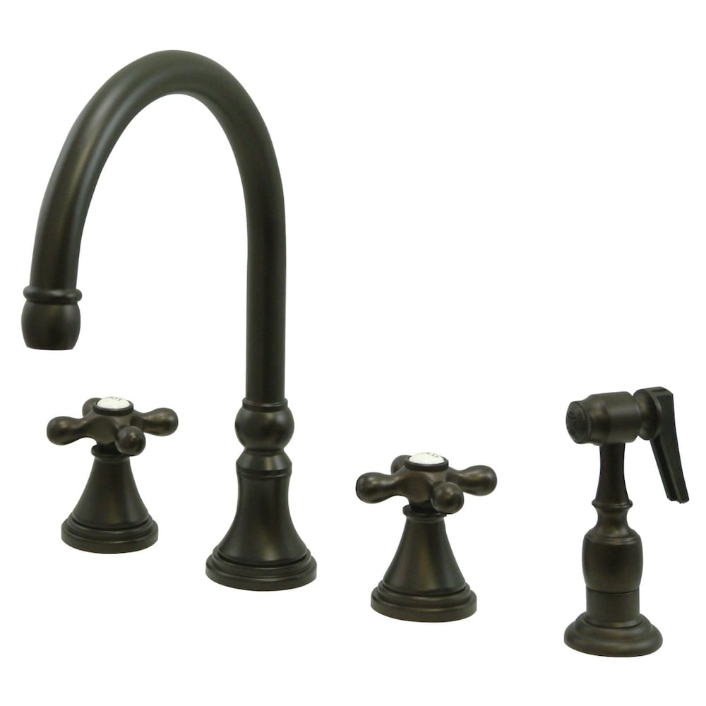 Robinet de cuisine standard à 2 poignées avec pulvérisateur latéral en bronze huilé