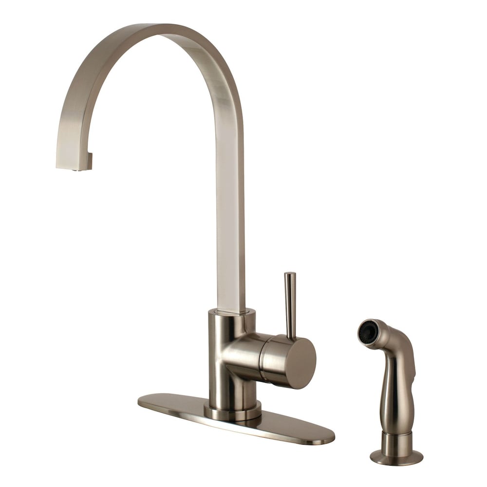 Robinet de cuisine standard à poignée unique Concord avec pulvérisateur latéral en nickel satiné