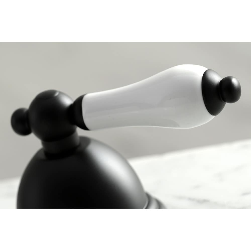 Restoration Porcelain Lever 8 in. Widespread 2-Handle Bathroom Faucet in Matte Black
