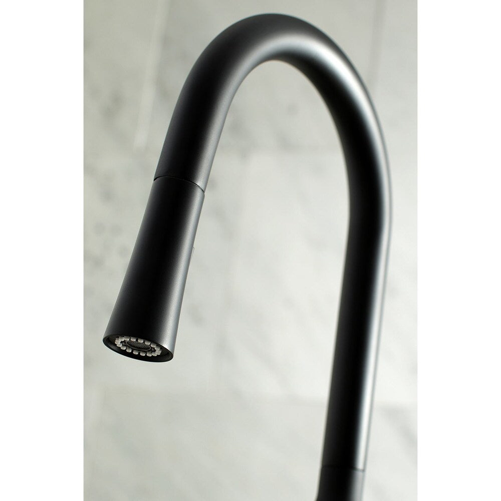Robinet de cuisine à poignée unique et pulvérisateur rétractable New York en noir mat