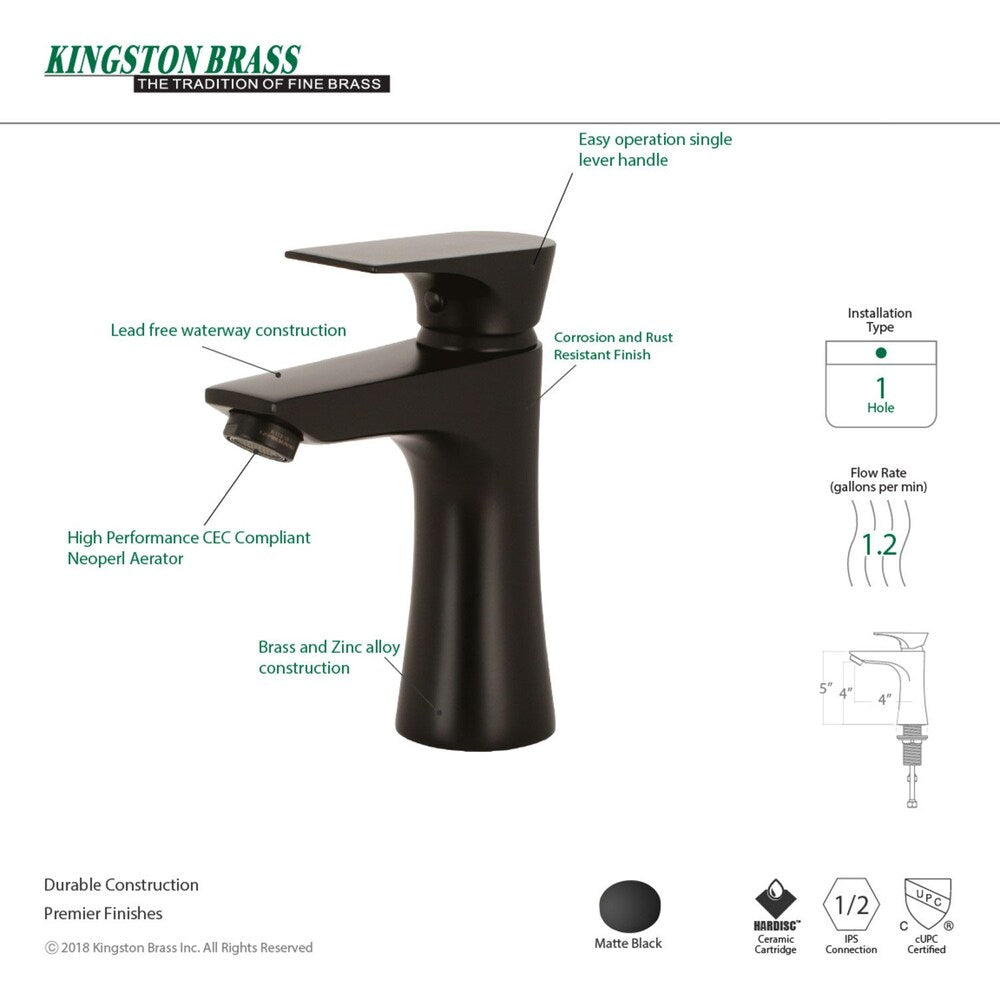 Millennium Single Hole Single-Handle Bathroom Faucet in Matte Black