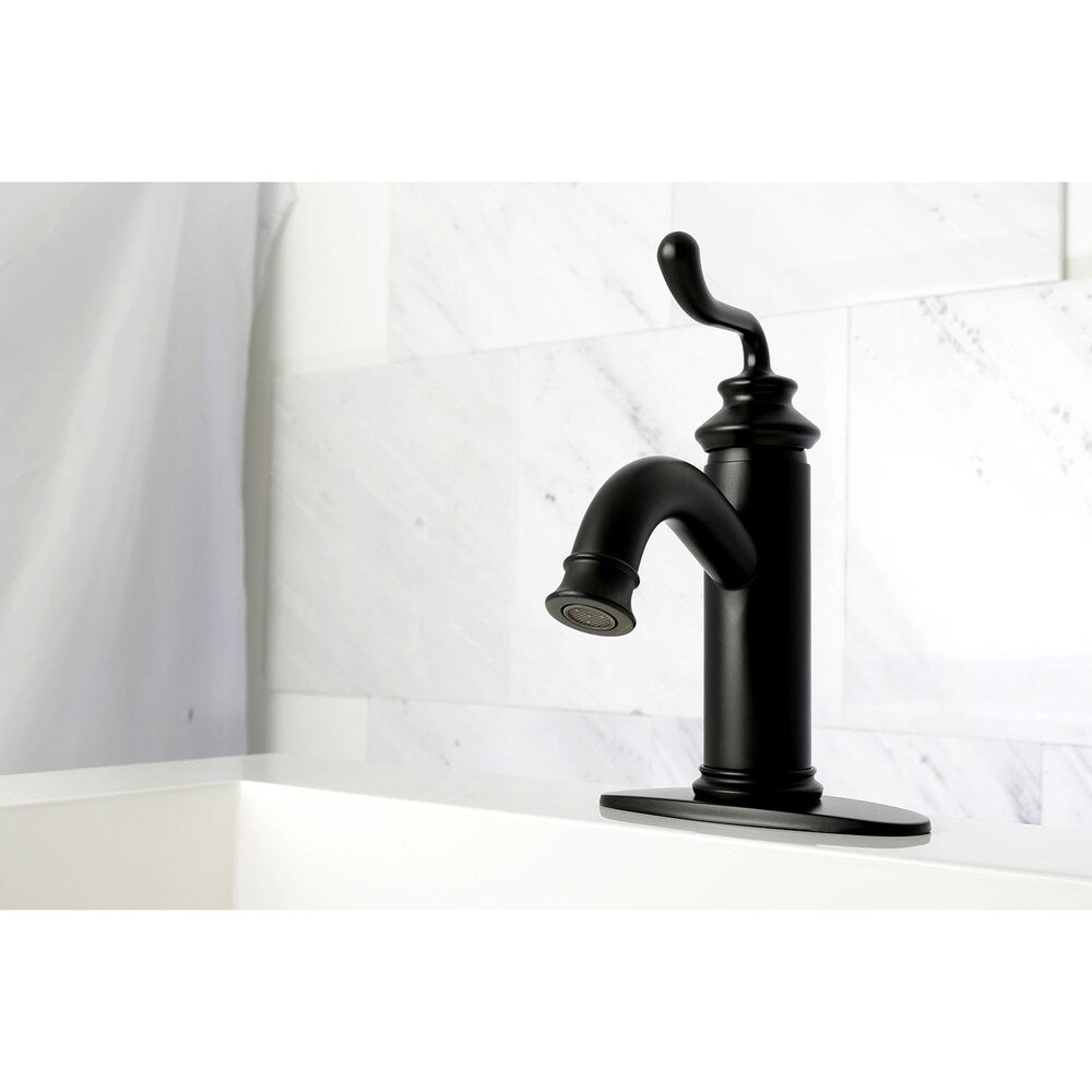 Robinet de salle de bain moderne à poignée unique de 4 po en noir mat